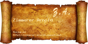 Zimmerer Arnold névjegykártya